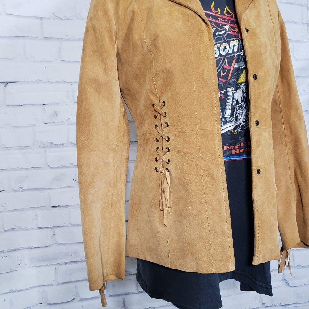Cyle & Chloe Leather Jacket Lace Up Back Size Small - Picture 4 of 10